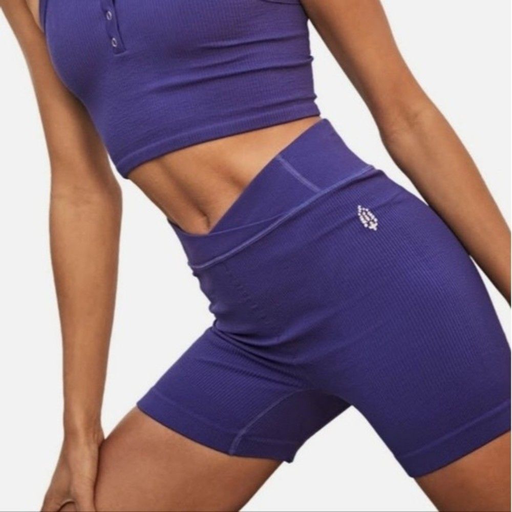 NWT Free People Ribbed High Rise Free Throw Shorts XS Athleisure Activewear
